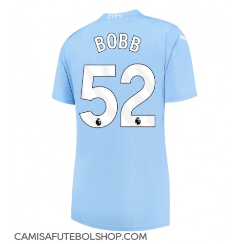 Camisa de time de futebol Manchester City Oscar Bobb #52 Replicas 1º Equipamento Feminina 2023-24 Manga Curta